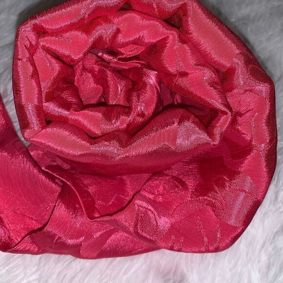 Vintage Pink Floral Imprinted Satin Hand Stitched Long Scarf Wrap 9.5”X45” - Picture 7 of 12